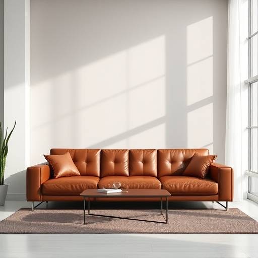 Elegante sofá de couro marrom para sala de estar