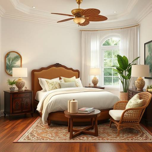 Quarto aconchegante com cama e criados-mudos da Mobiliário Elegância Tropical
